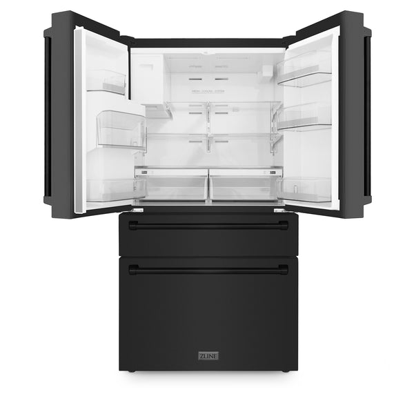 ZLINE KITCHEN & BATH Counter-Depth 21.6-cu ft 4 -Door French Door Refrigerator with Dual Ice Maker with Water Dispenser ( Fingerprint Resistant Black Stainless Steel ) ENERGY STAR Certified