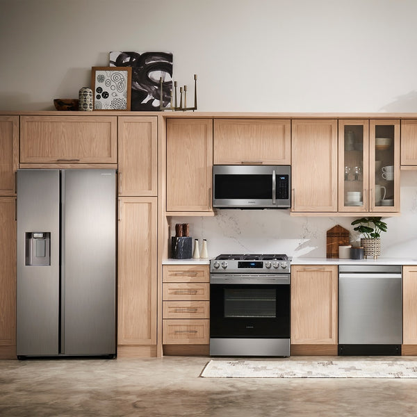 Samsung 22-cu ft Counter-Depth Side-by-Side Refrigerator Smart Compatible with Ice Maker ,Water and Ice Dispenser ( Fingerprint Resistant Stainless Steel ) ENERGY STAR Certified