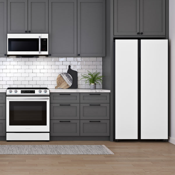Samsung Bespoke Beverage Center 28-cu ft Side-by-Side Refrigerator Smart Compatible with Dual Ice Maker and Water Dispenser ( White Glass ) ENERGY STAR Certified