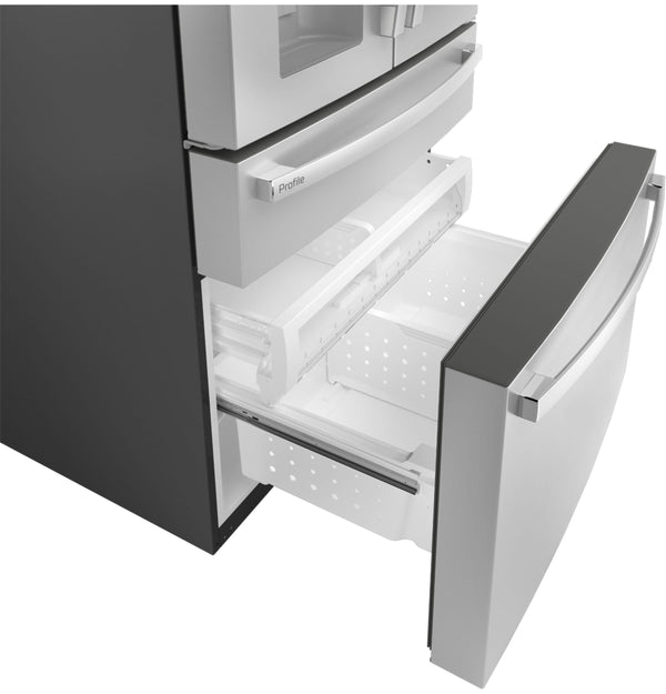 GE Profile Standard-Depth 27.9-cu ft 4 -Door Smart Compatible French Door Refrigerator with Ice Maker with Water and Ice Dispenser and Door within Door ( Stainless Steel ) ENERGY STAR Certified