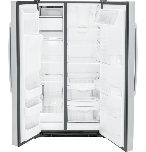 GE 25.3-cu ft Side-by-Side Refrigerator with Ice Maker ,Water and Ice Dispenser ( Stainless steel ) ENERGY STAR Certified