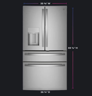 GE Profile Standard-Depth 27.9-cu ft 4 -Door Smart Compatible French Door Refrigerator with Ice Maker with Water and Ice Dispenser and Door within Door ( Stainless Steel ) ENERGY STAR Certified