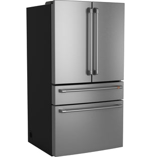 Cafe Standard-Depth 28.7-cu ft 4 -Door Smart Compatible French Door Refrigerator with Ice Maker with Water Dispenser ( Stainless Steel ) ENERGY STAR Certified