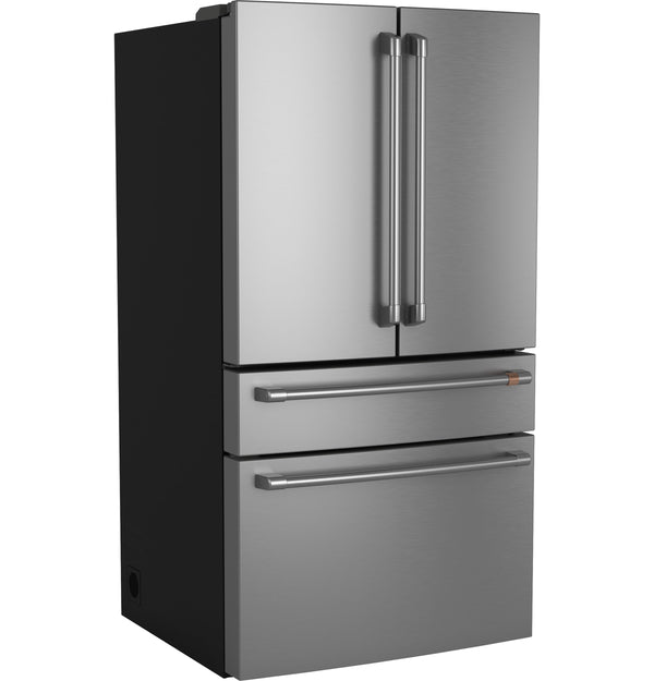 Cafe Standard-Depth 28.7-cu ft 4 -Door Smart Compatible French Door Refrigerator with Ice Maker with Water Dispenser ( Stainless Steel ) ENERGY STAR Certified