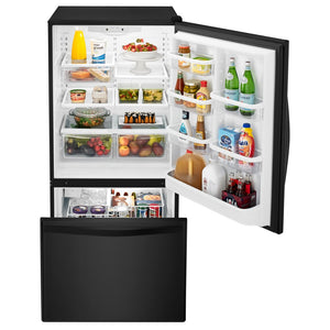 Whirlpool 22.07-cu ft Standard-Depth Bottom-Freezer Refrigerator with Ice Maker ( Black ) ENERGY STAR Certified