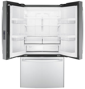GE Counter-Depth 23.1-cu ft 3 -Door French Door Refrigerator with Ice Maker ( Stainless Steel ) ENERGY STAR Certified