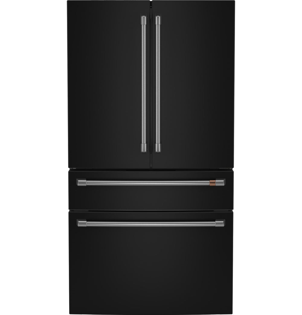 Cafe Standard-Depth 28.7-cu ft 4 -Door Smart Compatible French Door Refrigerator with Ice Maker with Water Dispenser ( Matte Black ) ENERGY STAR Certified