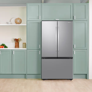Samsung Standard-Depth Mega Capacity 31.5-cu ft 3 -Door Smart Compatible French Door Refrigerator with Dual Ice Maker with Water Dispenser ( Fingerprint Resistant Stainless Steel ) ENERGY STAR Certified