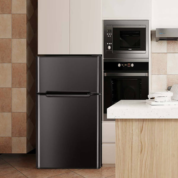 GZMR 3.2 cu ft Compact Stainless Steel Refrigerator 3.2-cu ft with Freezer ( Black )