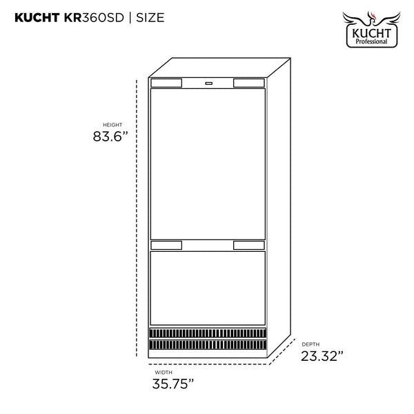Kucht 19.8-cu ft Counter-Depth Built-In Bottom-Freezer Refrigerator with Ice Maker ( White ) ENERGY STAR Certified