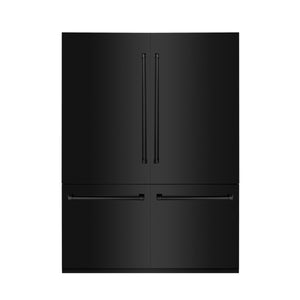 ZLINE KITCHEN & BATH Counter-Depth 32.2-cu ft 4 -Door Built-In French Door Refrigerator with Ice Maker with Water Dispenser ( Black Stainless Steel with Black Stainless Steel Panel ) ENERGY STAR Certified