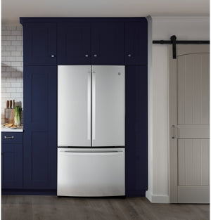GE Counter-Depth 23.1-cu ft 3 -Door French Door Refrigerator with Ice Maker ( Stainless Steel ) ENERGY STAR Certified