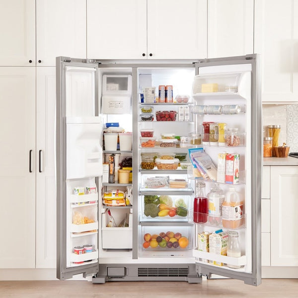 Whirlpool In-Door Can Caddy 21.4-cu ft Side-by-Side Refrigerator with Ice Maker ,Water and Ice Dispenser ( Fingerprint Resistant Black Stainless )