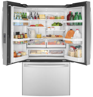 GE Counter-Depth 23.1-cu ft 3 -Door French Door Refrigerator with Ice Maker ( Stainless Steel ) ENERGY STAR Certified
