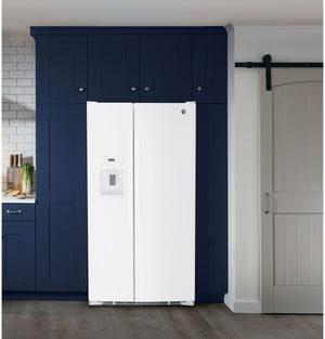 GE 25.3-cu ft Side-by-Side Refrigerator with Ice Maker ,Water and Ice Dispenser ( White )