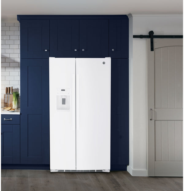 GE 25.3-cu ft Side-by-Side Refrigerator with Ice Maker ,Water and Ice Dispenser ( White )