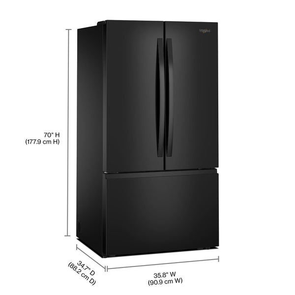 Whirlpool Standard-Depth 31-cu ft 3 -Door French Door Refrigerator with Ice Maker with Water Dispenser ( Black ) ENERGY STAR Certified