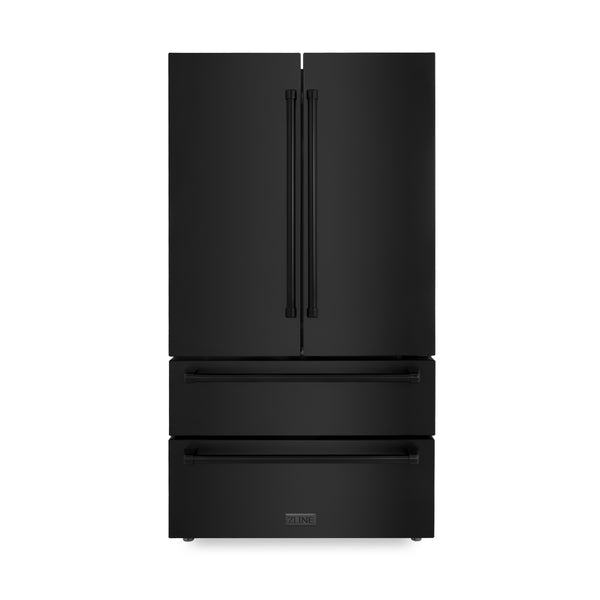 ZLINE KITCHEN & BATH Counter-Depth 22.5-cu ft 4 -Door French Door Refrigerator with Ice Maker ( Fingerprint Resistant Black Stainless Steel ) ENERGY STAR Certified