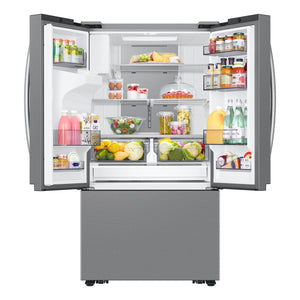 Samsung Counter-Depth Mega Capacity 25.5-cu ft 3 -Door Smart Compatible French Door Refrigerator Triple with Water and Ice Dispenser ( Fingerprint Resistant Stainless Steel ) ENERGY STAR Certified