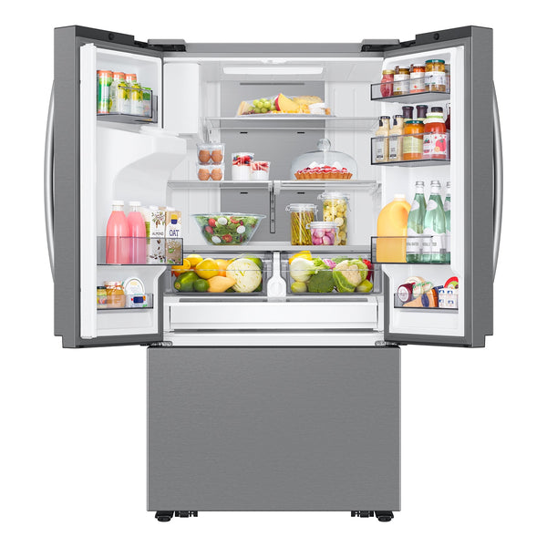 Samsung Counter-Depth Mega Capacity 25.5-cu ft 3 -Door Smart Compatible French Door Refrigerator Triple with Water and Ice Dispenser ( Fingerprint Resistant Stainless Steel ) ENERGY STAR Certified
