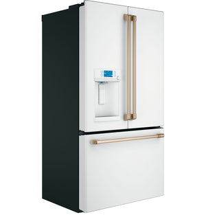 Cafe Counter-Depth 22.2-cu ft 3 -Door Smart Compatible French Door Refrigerator with Ice Maker with Water and Ice Dispenser ( Matte White ) ENERGY STAR Certified