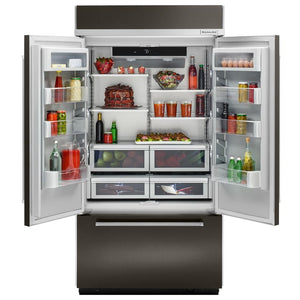 KitchenAid Standard-Depth 24.2-cu ft 3 -Door Built-In French Door Refrigerator with Ice Maker ( Black Stainless with PRINTSHIELD ) ENERGY STAR Certified