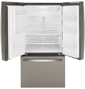 GE Standard-Depth 25.6-cu ft 3 -Door French Door Refrigerator with Ice Maker with Water and Ice Dispenser ( Slate ) ENERGY STAR Certified
