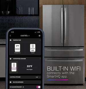 GE Profile Standard-Depth 28.3-cu ft 4 -Door Smart Compatible French Door Refrigerator with Ice Maker with Water Dispenser ( Stainless Steel ) ENERGY STAR Certified