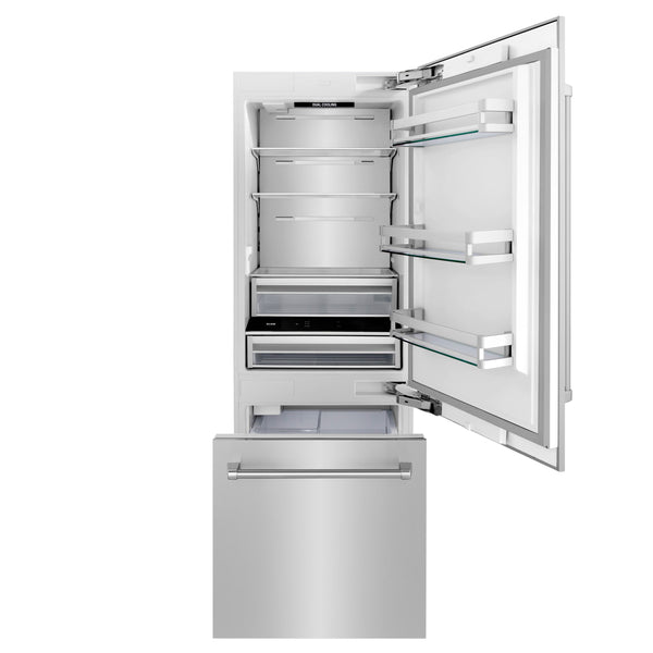 ZLINE KITCHEN & BATH Built-In 16.1-cu ft Counter-Depth Built-In Bottom-Freezer Refrigerator with Ice Maker ( Stainless Steel ) ENERGY STAR Certified