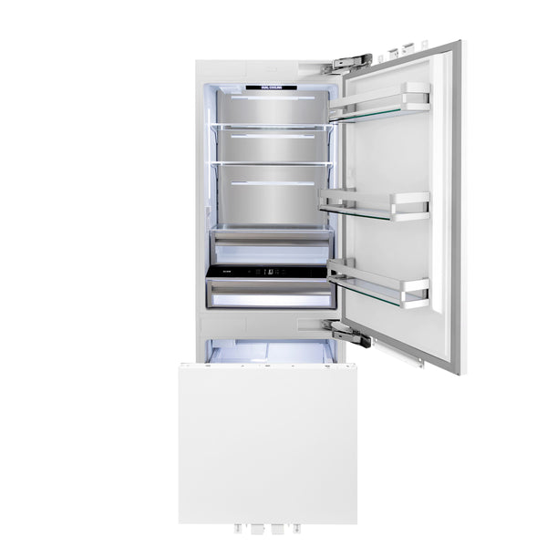 ZLINE KITCHEN & BATH 16.1-cu ft Counter-Depth Built-In Bottom-Freezer Refrigerator with Ice Maker ( Panel-Ready ) ENERGY STAR Certified