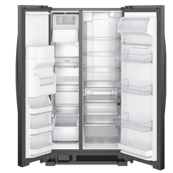 Whirlpool In-Door Can Caddy 21.4-cu ft Side-by-Side Refrigerator with Ice Maker ,Water and Ice Dispenser ( Black )