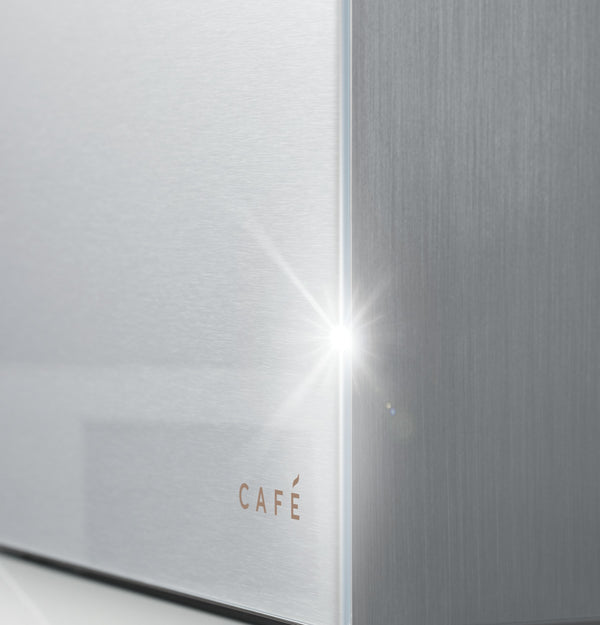 Cafe Standard-Depth Modern Glass 27.8-cu ft 4 -Door Smart Compatible French Door Refrigerator with Ice Maker with Water and Ice Dispenser ( Platinum Glass ) ENERGY STAR Certified