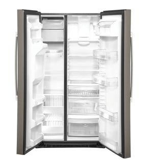 GE 21.8-cu ft Counter-Depth Side-by-Side Refrigerator with Ice Maker ,Water and Ice Dispenser ( Slate )