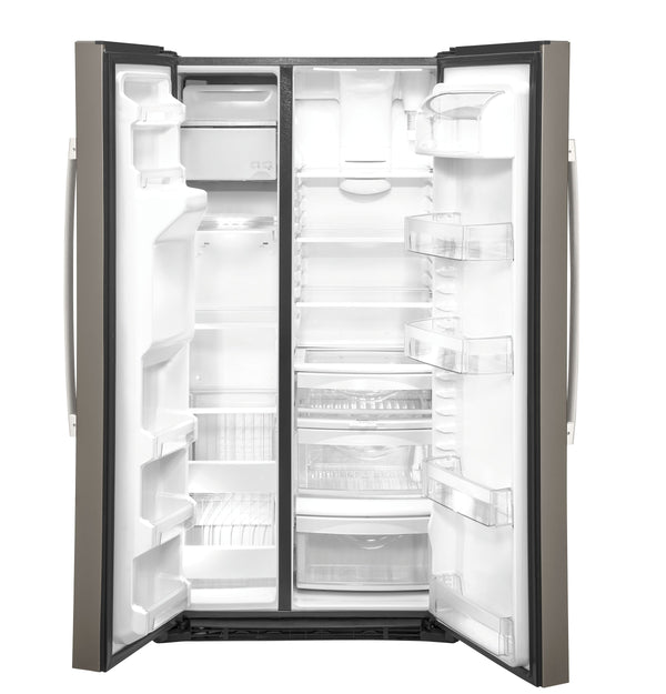 GE 21.8-cu ft Counter-Depth Side-by-Side Refrigerator with Ice Maker ,Water and Ice Dispenser ( Slate )
