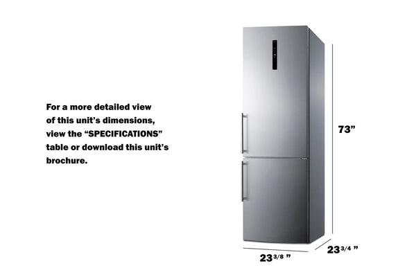 Summit Appliance 10.6-cu ft Counter-Depth Bottom-Freezer Refrigerator Stainless steel doors and gray cabinet ) ENERGY STAR Certified
