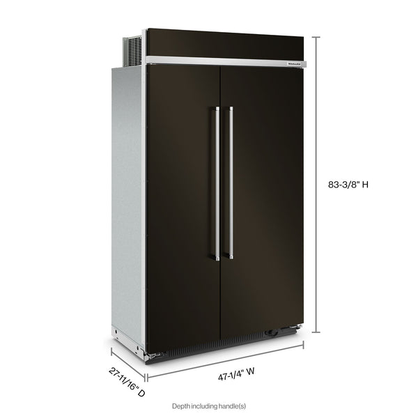 KitchenAid 30-cu ft Counter-Depth Side-by-Side Refrigerator Built-In ( Black Stainless Steel with PrintShield Finish )