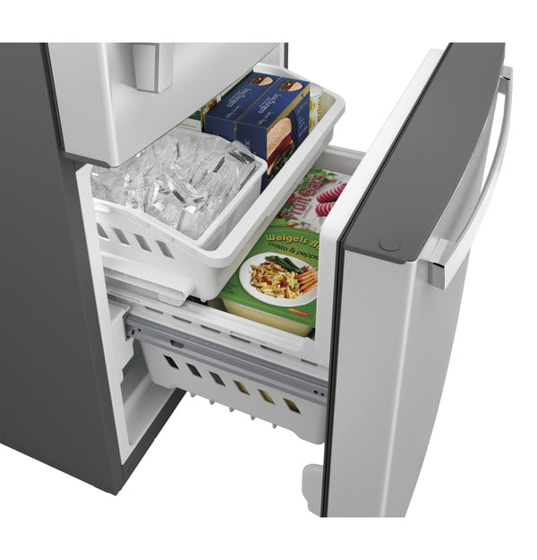 GE 20.9-cu ft Standard-Depth Bottom-Freezer Refrigerator with Ice Maker ( Stainless steel ) ENERGY STAR Certified