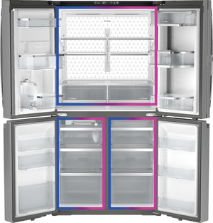 GE Profile Counter-Depth 22.9-cu ft 4 -Door Smart Compatible French Door Refrigerator with Ice Maker with Water Dispenser and Door within Door ( Stainless Steel ) ENERGY STAR Certified