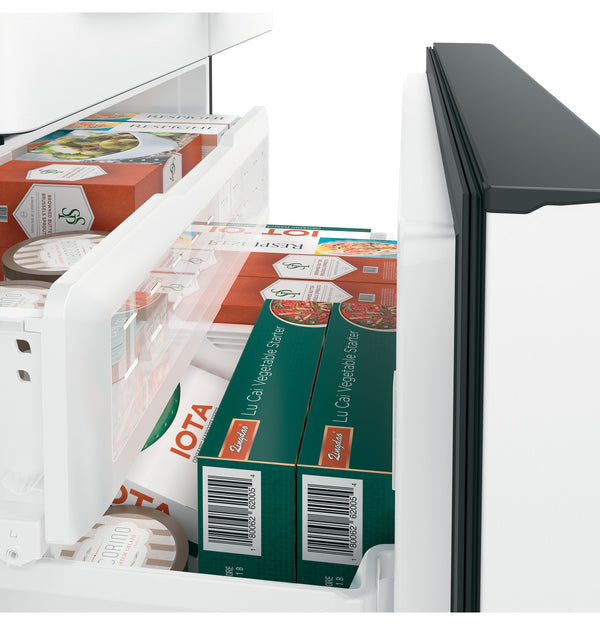 Cafe Counter-Depth 22.2-cu ft 3 -Door Smart Compatible French Door Refrigerator with Ice Maker with Water and Ice Dispenser ( Matte White ) ENERGY STAR Certified