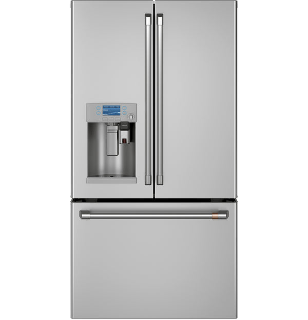 Cafe Counter-Depth Keurig K-Cup Brewing 22.2-cu ft 3 -Door Smart Compatible French Door Refrigerator with Ice Maker with Water and Ice Dispenser ( Stainless Steel ) ENERGY STAR Certified