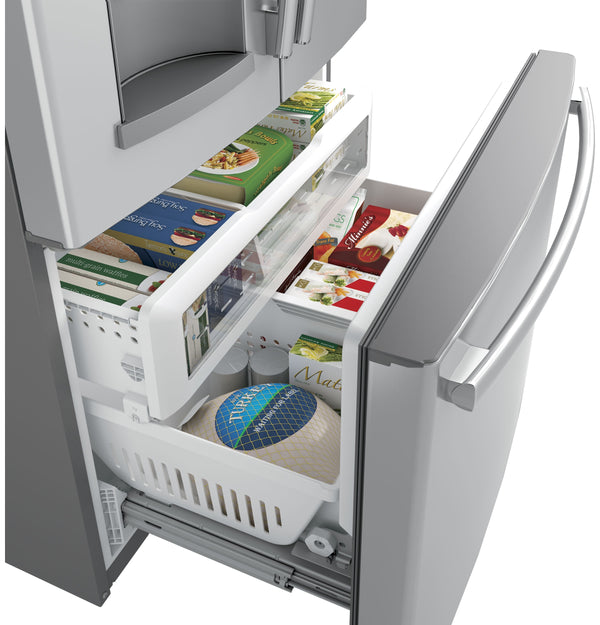GE Standard-Depth 27.7-cu ft 3 -Door French Door Refrigerator with Ice Maker with Water and Ice Dispenser ( Stainless Steel ) ENERGY STAR Certified