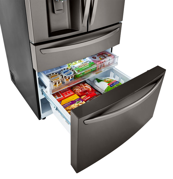 LG Standard-Depth 29.5-cu ft 4 -Door Smart Compatible French Door Refrigerator with Dual Ice Maker with Water and Ice Dispenser and Door within Door ( Printproof Black Stainless Steel ) ENERGY STAR Certified