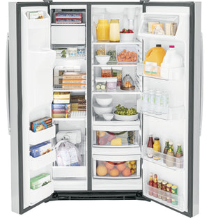 GE 25.3-cu ft Side-by-Side Refrigerator with Ice Maker ,Water and Ice Dispenser ( Stainless Steel )