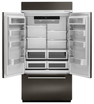 KitchenAid Standard-Depth 24.2-cu ft 3 -Door Built-In French Door Refrigerator with Ice Maker ( Black Stainless with PRINTSHIELD ) ENERGY STAR Certified