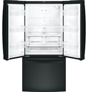 GE Standard-Depth 24.8-cu ft 3 -Door French Door Refrigerator with Ice Maker with Water Dispenser ( Black ) ENERGY STAR Certified