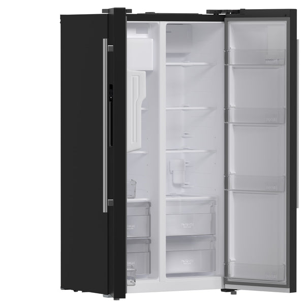 FORNO Salerno 20-cu ft Counter-Depth Side-by-Side Refrigerator with Ice Maker ,Water and Ice Dispenser ( Black ) ENERGY STAR Certified